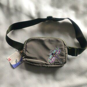 Belt Bag with 'Dragonfly' embroidered design by Angela Kimble, Coast Salish